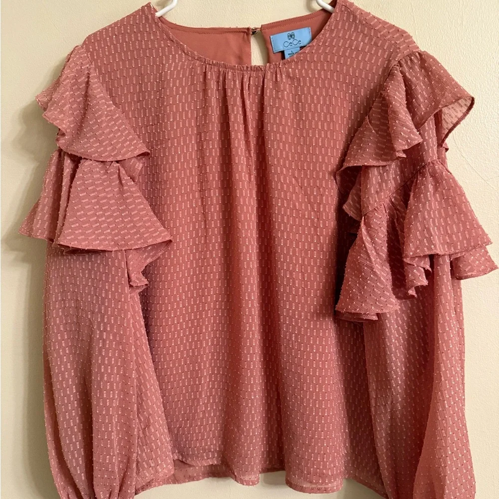 CeCe Ruffled Blouse in Soft Pink - Picture 5 of 6